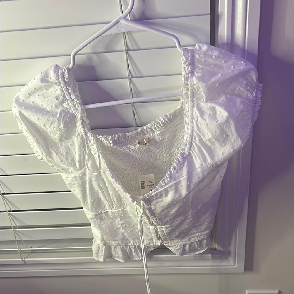 Aeropostale White Puff Sleeve Blouse